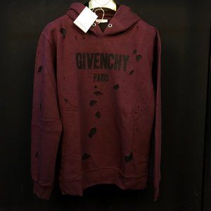 Givenchy Destroyed Clared Red Hoodie